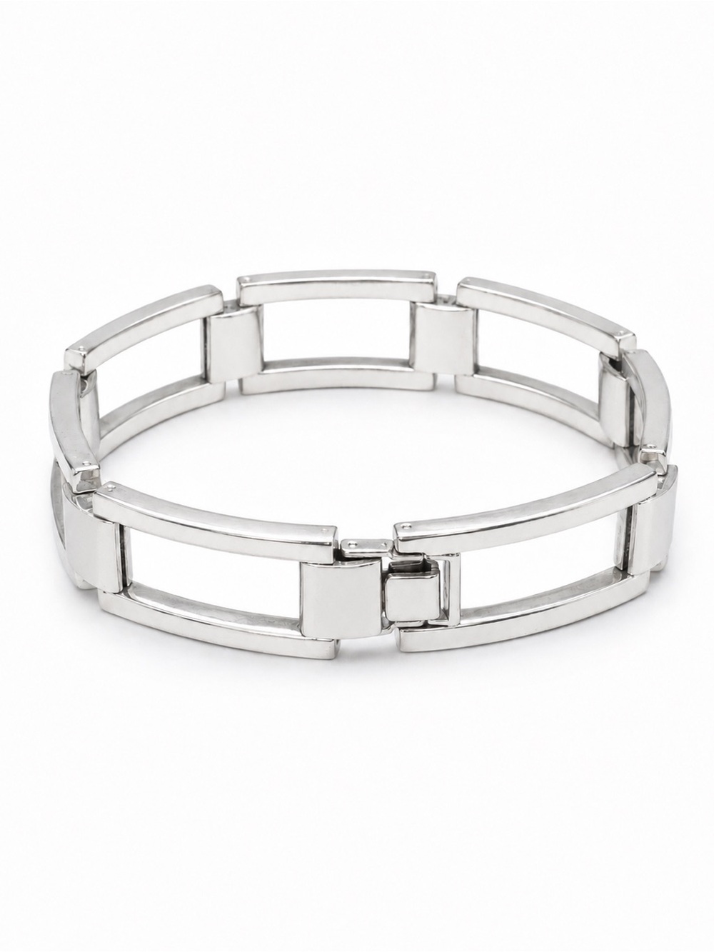 Vintage 925 Sterling Silver Rectangle Link Bracelet